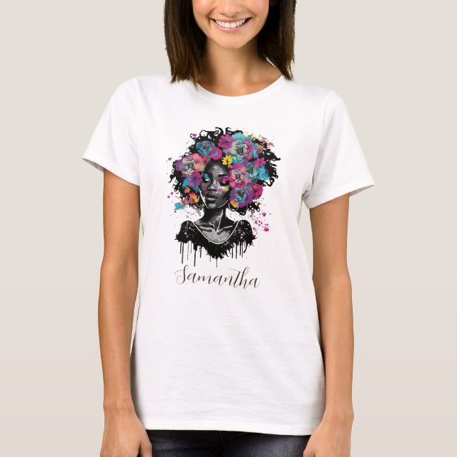 T-shirt Classe Florale Afro Femme (Devant)
