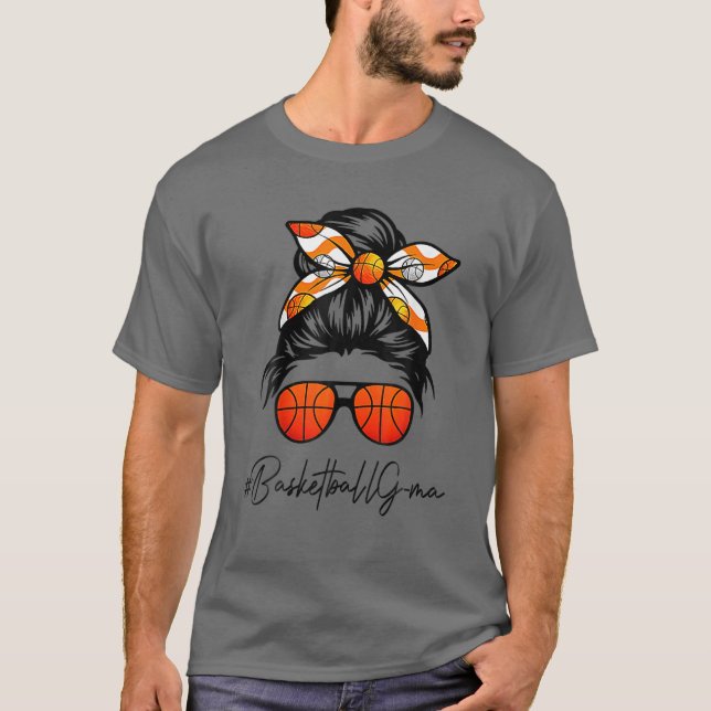 T-shirt Classe G-Ma vie Messy Cheveux Bun Basketball Mères (Devant)