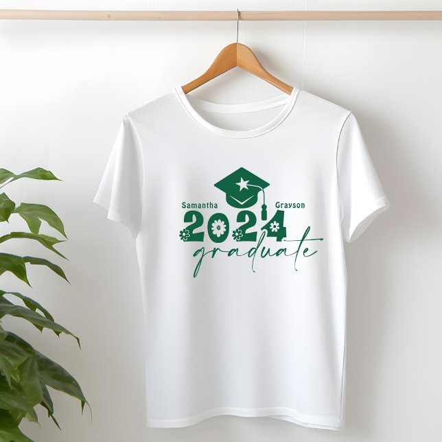 T-shirt Classe Graduate personnalisée de 2024 Dark Green (Créateur téléchargé)
