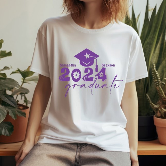 T-shirt Classe Graduate Personnalisée de 2024 Violet (Créateur téléchargé)