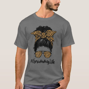 T-shirt Classe Grammy Life Messy Cheveux Bun Leopard Femme