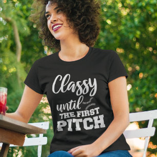 T-shirt Classé Jusqu'Au Premier Pitch Funny Baseball Maman