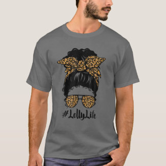 T-shirt Classe Lolly Life Messy Cheveux Bun Leopard Femmes