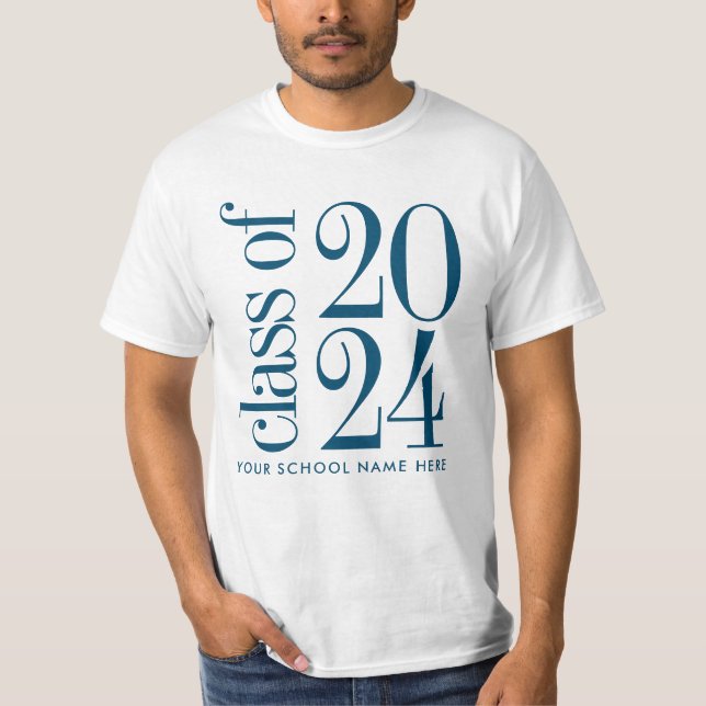 T-shirt Classe Marine de 2024 Diplôme avec le nom de l'éco (Devant)