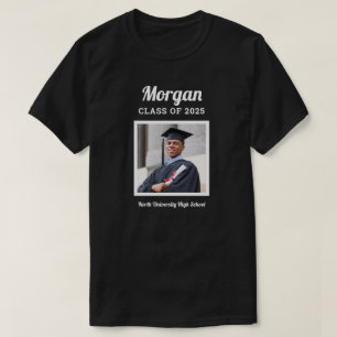 T-shirt Classe noire personnalisée de 2022 Graduation Phot