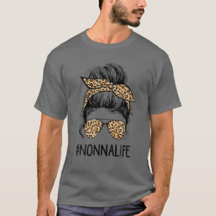 T-shirt Classe Nonna Life Messy Cheveux Bun Leopard Femmes