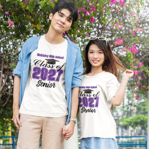 T-shirt Classe pourpre de 2027 Senior Lycée personnalisé