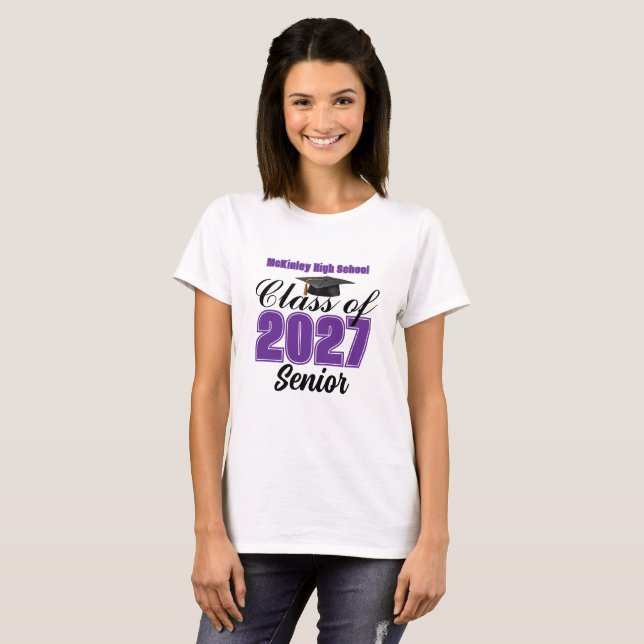 T-shirt Classe pourpre des femmes de terminale 2027 (Devant entier)