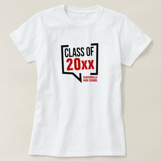 T-shirt Classe rouge Année discours bulle (Design devant)