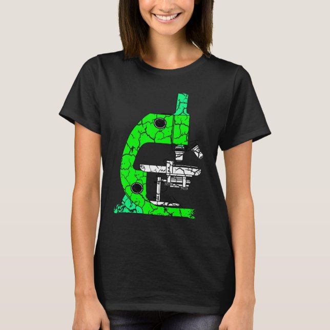 T-shirt Classe Sciences Microscope Vert Enseignant Distors (Devant)