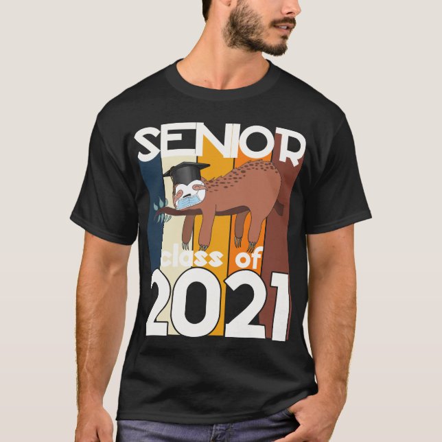 T-shirt Classe supérieure de 2021 Sloth Quarantine Graduat (Devant)