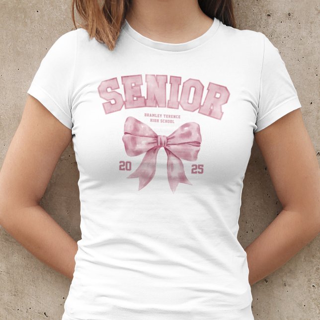 T-shirt Classe supérieure de 2025 Pink Bow Graduation Anné (Créateur téléchargé)