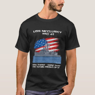 T-shirt Classe USS Mcclusky FFG 41 Frégate American Flag V