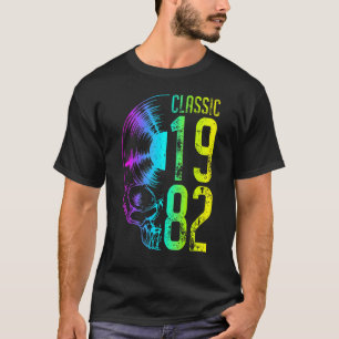 T-shirt Classic 1982 Vintage Vinyl Record Gothic Skull Lp