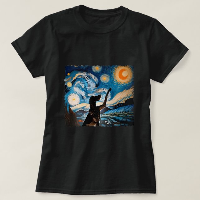 T-shirt Classic Arts Chien Starry Nuit Allemand Rondes P (Design devant)