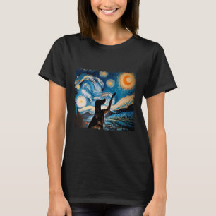 T-shirt Classic Arts Chien Starry Nuit Allemand Rondes P
