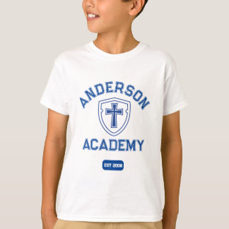 T-shirt Classic Blue Text Cross et Shield Homeschool