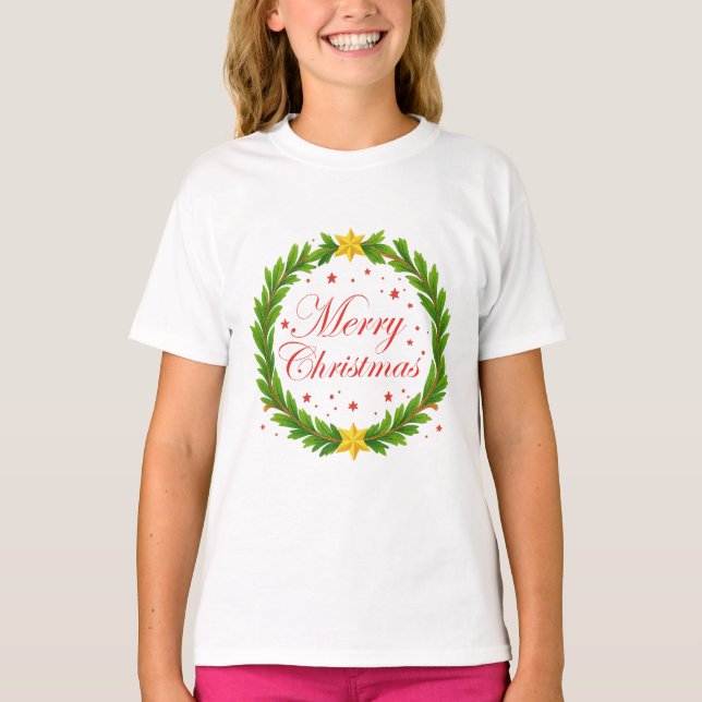 T-shirt Classic Christmas Wreath (Devant)