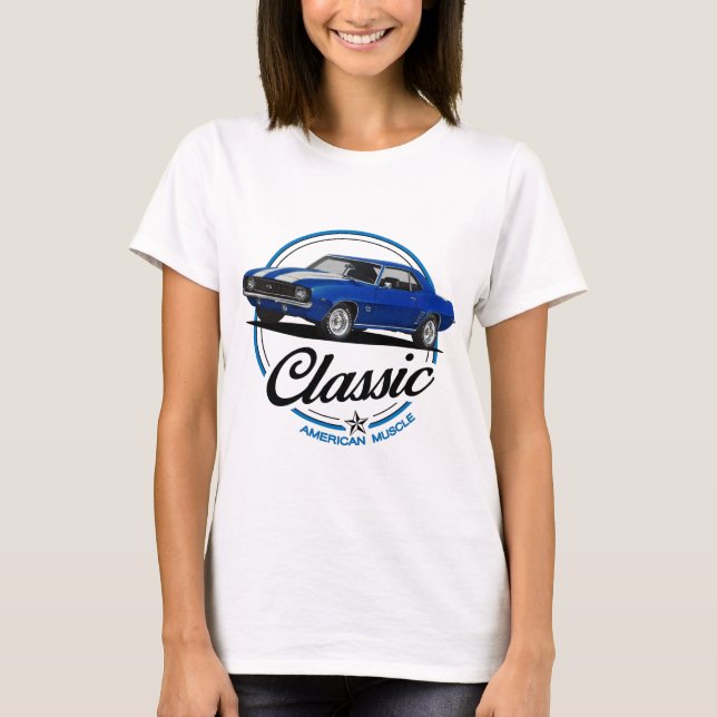 T-shirt Classic de Camaro Bleu (Devant)