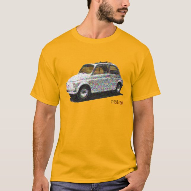 T-shirt Classic Fiat 500 en blanc sur or (Devant)