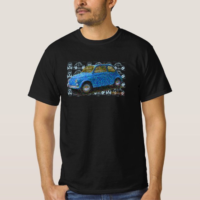 T-shirt Classic Fiat 500 en bleu (Devant)