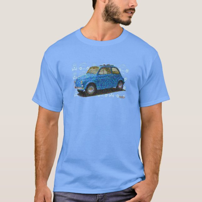 T-shirt Classic Fiat 500 en bleu clair (Devant)