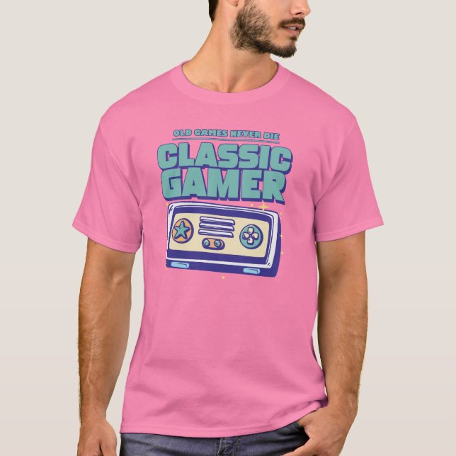T-shirt Classic Gamer - Old games never die (Devant)
