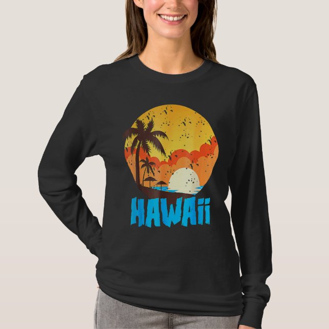 T-shirt Classic Hawaiian Palm Beach Hawaii Cool 70's 80's (Devant)