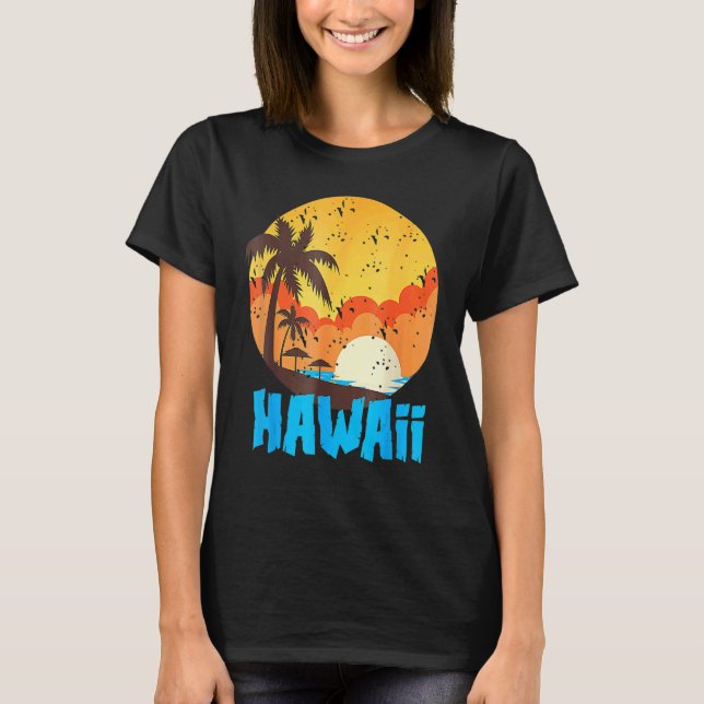 T-shirt Classic Hawaiian Palm Beach Hawaii Cool 70's 80's (Devant)