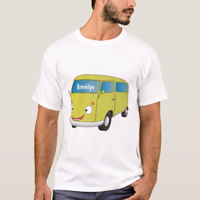 T-shirt Classic lime green van cartoon (Devant)