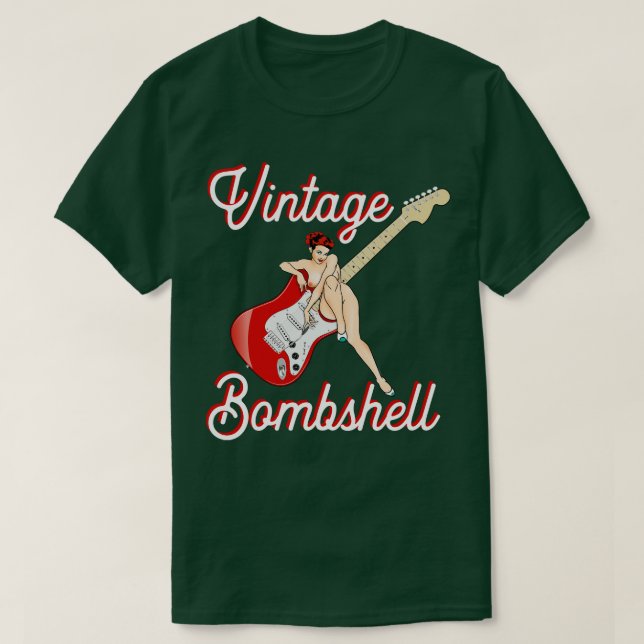 T-shirt Classic Mid Century PinUp Girl et Guitare électriq (Design devant)