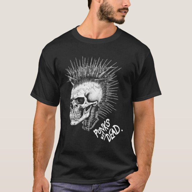 T-shirt Classic Punk Rock Skull Punks Not Dead (Devant)