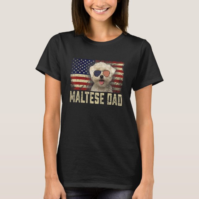 T-shirt Classic Retro Usa Drapeau Maltais Papa Fête des pè (Devant)