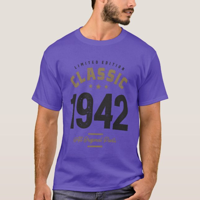 T-shirt Classique 1942 80e anniversaire rétro (Devant)