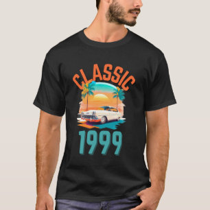 T-shirt Classique 1999 avec voiture, palmiers et coucher d