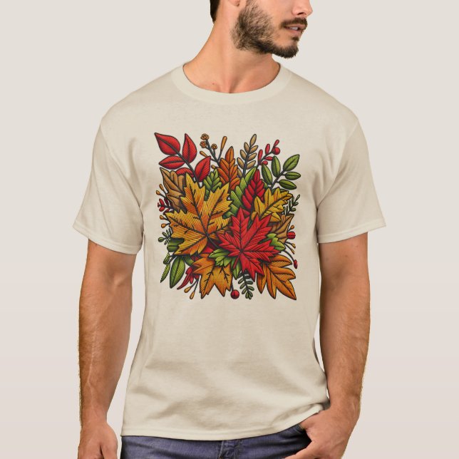 T-shirt classique avec broderie florale (Devant)
