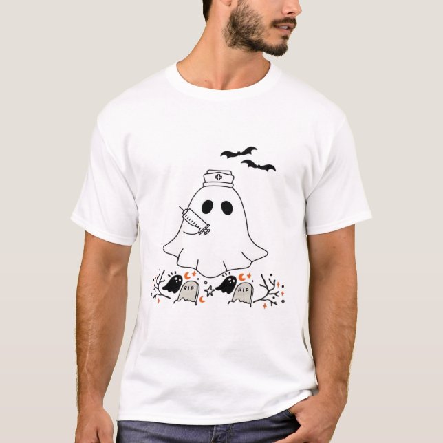T-shirt classique design Halloween mignon fantôme  (Devant)
