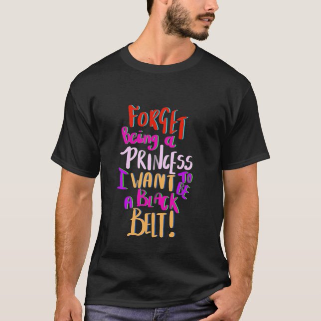 T-shirt Classique drôle de karaté oublier être princesse v (Devant)