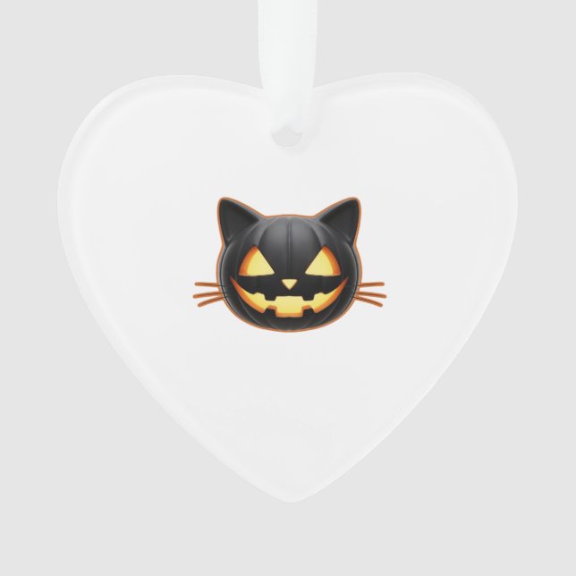 T-Shirt Classique Emoji Citrouille Chat Noir (devant)