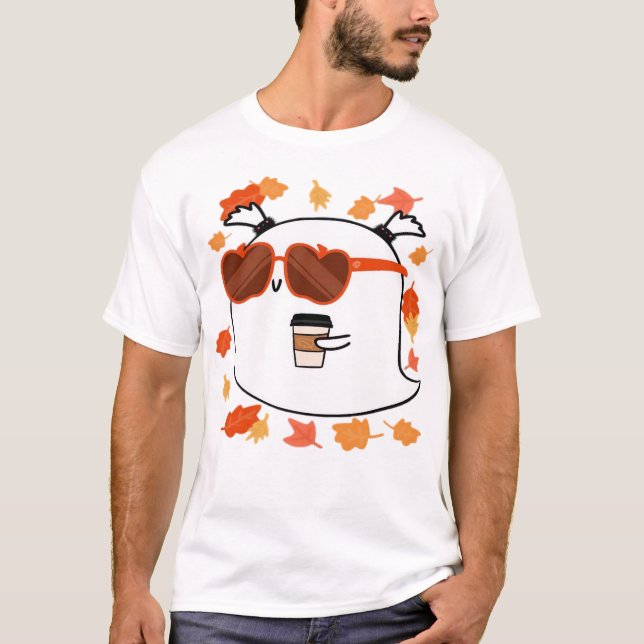T-shirt classique fantôme mignon d'automne ambianc (Devant)