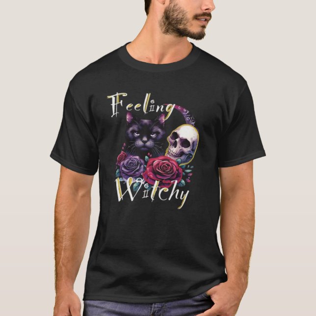T-shirt classique Feeling Witchy Black Cat (Devant)