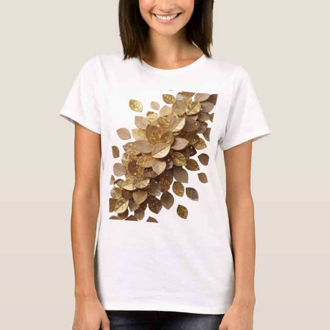 T-shirt Classique Gris Design de citation FEUILLES D'OR (Devant)
