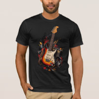 T-Shirt Classique Guitare Électrique & Disque Viny