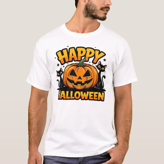 T-Shirt Classique Halloween Chat Noir_2 (Devant)