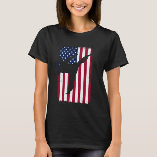 T-shirt Classique Karaté du 4 juillet Drapeau Américain Pa