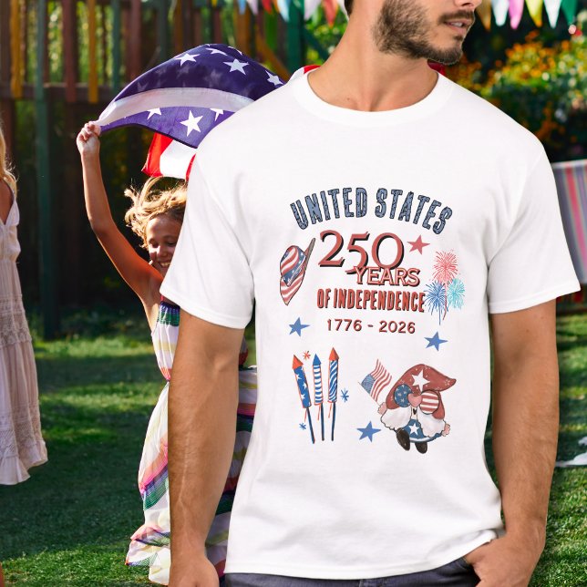 T-Shirt Classique Léger Gnome 250e Anniversaire de (USA 250th Anniversary Gnome Premium Black T-Shirt)