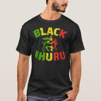 T-shirt classique Lion jamaïcain Uhuru noir