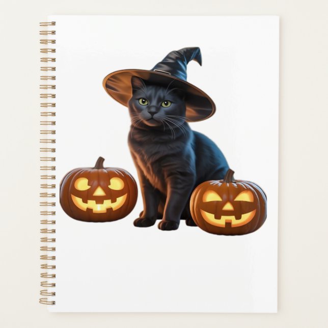 T-Shirt Classique Magie Chat Noir Halloween (Devant)
