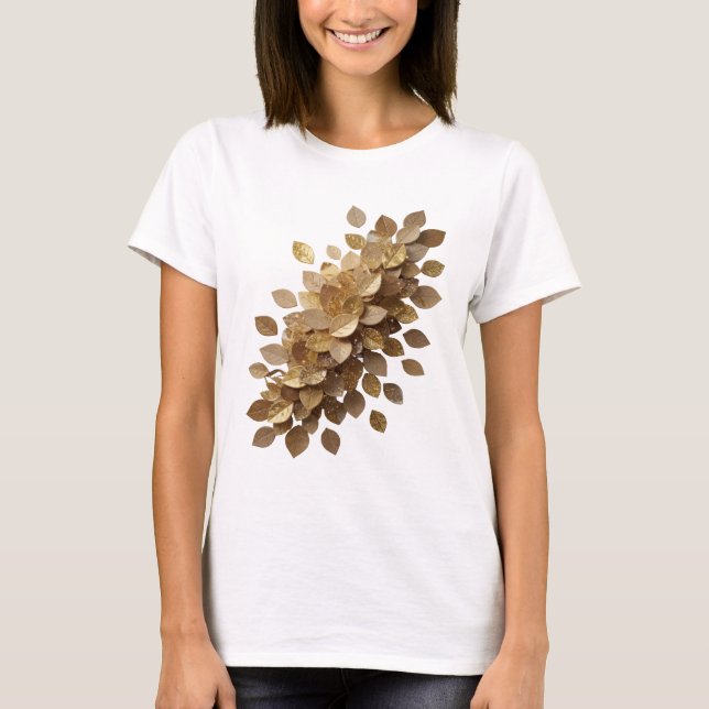 T-shirt Classique Or FEUILLES D'OR 3D Texte Art (Devant)