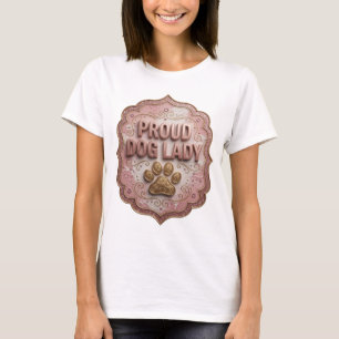 T-shirt Classique Or PROUD DOG LADY Texte en 3D